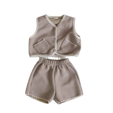 Load image into Gallery viewer, Y8378TG-Exquisite pocket open vest shorts two-piece suit