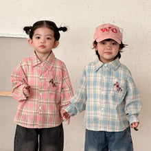 Load image into Gallery viewer, CC260820SE-春秋季刺繡小馬格紋長袖襯衫