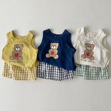 Load image into Gallery viewer, 53116TG-Summer Korean style bear print children's vest two-piece set