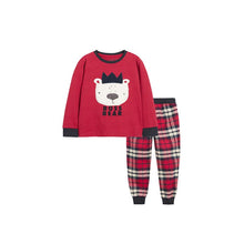 Load image into Gallery viewer, 8755JG-Autumn Bear Christmas Casual Long Sleeve Plaid Two-piece Suit