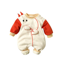 Load image into Gallery viewer, 2304237LS-Autumn and winter little dinosaur plus velvet and warm crawling clothes