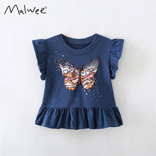 Load image into Gallery viewer, 8120SE-malwee small and medium-sized girls skirt round neck T-shirt