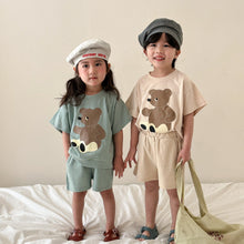 Load image into Gallery viewer, X81567TG-Summer Bear Loose Cotton Sports Short Sleeve Suit