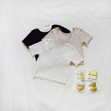 Load image into Gallery viewer, 274PCW- Spring and summer knitted elastic ruffled backless short-sleeved parent-child top