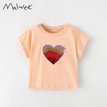 Load image into Gallery viewer, 9284SE-Summer European and American children's casual round neck short-sleeved heart top