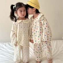 Load image into Gallery viewer, C83187JG-Spring long-sleeved cotton double-layer yarn home top + trousers