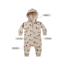 Load image into Gallery viewer, D22873LS-Autumn and winter puppy print thick warm hooded crawling suit