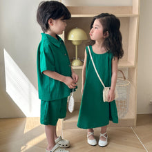 Load image into Gallery viewer, X85611TG-Summer short-sleeved green casual suit & dress