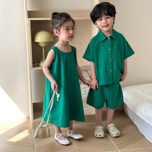 Load image into Gallery viewer, X85611TG-Summer short-sleeved green casual suit & dress
