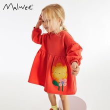 Load image into Gallery viewer, 8910DS-Autumn European and American round neck long sleeve sunflower dress