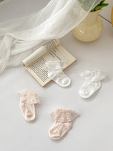 將圖片載入圖庫檢視器 W015AC-夏季超薄透氣精梳棉蕾絲花邊網眼襪