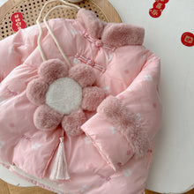 Load image into Gallery viewer, AY643SE-Autumn and winter girls' plus velvet New Year's greetings flower coat