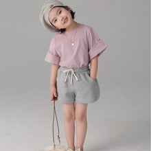 Load image into Gallery viewer, BB-2402SE-Japanese style spring and summer boys and girls wide cuffs short-sleeved T-shirt parent-child wear