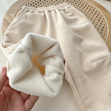 Load image into Gallery viewer, AK345PA-Winter children's solid color embroidered plus velvet New Year's greeting pants