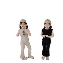 將圖片載入圖庫檢視器 24047TG-夏日韓版冰絲上衣+闊腿褲純色涼感套裝