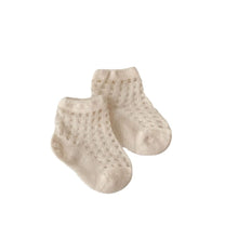 將圖片載入圖庫檢視器 W017AC-夏季超薄透氣精梳棉純色百搭網眼中筒襪