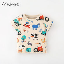 Load image into Gallery viewer, 92102SE-Summer European and American children's animal print short-sleeved casual tops