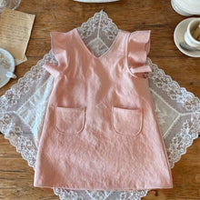 Load image into Gallery viewer, Y6342LS-Baby Girls V-neck Lotus Sleeve Pocket Vest Dress