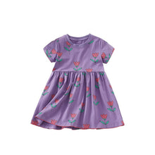 Load image into Gallery viewer, 9302DS-Summer European and American children's casual round neck short-sleeved floral dress
