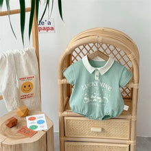 Load image into Gallery viewer, 2402216LS- Summer Panda POLO Shirt Letter Short Sleeve Bodysuit