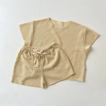 Load image into Gallery viewer, Y8315TG-Summer Korean children's round neck short-sleeved top + shorts set