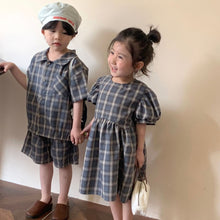 Load image into Gallery viewer, X85602TG-Summer plaid short-sleeved suit & dress