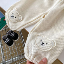 Load image into Gallery viewer, H10071PA-Spring cute bear waffle thin casual cuffed trousers