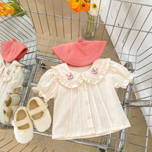 Load image into Gallery viewer, k2697LS-Cute bunny ears suspenders baby girl bodysuit