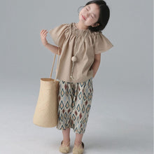 Load image into Gallery viewer, BB2419PCW-Summer Japanese Girls Solid Color Baby Shirt Woven Parent-child Top