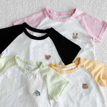 Load image into Gallery viewer, 53110TG-Summer Korean version of small animal embroidery sports short-sleeved two-piece suit