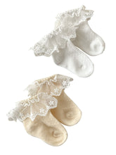 將圖片載入圖庫檢視器 W016AC-夏季透氣薄款花邊網眼中筒棉襪