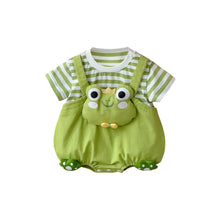 Load image into Gallery viewer, 2402221LS-Summer cartoon frog thin striped fake two-piece short-sleeved climbing clothes