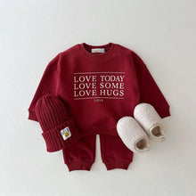 Load image into Gallery viewer, C129TG-Autumn and winter boys and girls leisure sweater pullover trousers plus fleece two-piece suit