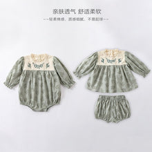 Load image into Gallery viewer, D23200LS-Autumn embroidered small floral lace collar long-sleeved bodysuit & suit