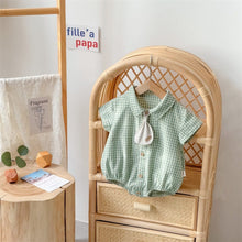 Load image into Gallery viewer, 2402670LS-Summer short-sleeved plaid button-down sweater