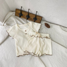 Load image into Gallery viewer, Y5406TG-Summer short-sleeved waffle wave curled short-sleeved T + shorts two-piece set