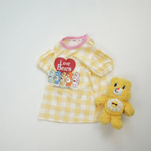 將圖片載入圖庫檢視器 24067DS-夏季純棉熊熊短袖格子連衣裙【許願款】