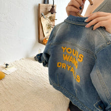 Load image into Gallery viewer, TC0920SE-Autumn distressed towel embroidered letter denim jacket