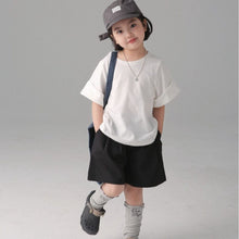 Load image into Gallery viewer, BB-2402SE-Japanese style spring and summer boys and girls wide cuffs short-sleeved T-shirt parent-child wear