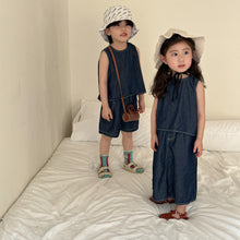 Load image into Gallery viewer, X85227TG-Casual children's summer denim sister and brother suit