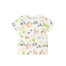 Load image into Gallery viewer, 9568YSE-Summer European and American children's leisure park print round neck short-sleeved top