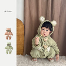 Load image into Gallery viewer, 2304201LS- Bear plush baby warm bodysuit
