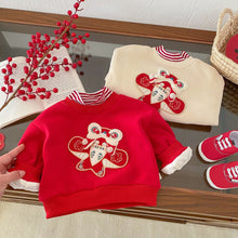 Load image into Gallery viewer, AY718SE-Winter children's plush embroidered New Year's greetings top