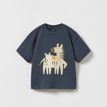 Load image into Gallery viewer, 9265SE-Summer European and American children's casual round neck giraffe short-sleeved top