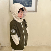 Load image into Gallery viewer, Q83036SE- Spring and Autumn mid-length spliced sleeve hooded windbreaker