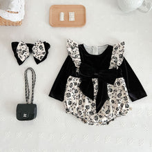 Load image into Gallery viewer, 233H16LS-Autumn floral big bow long-sleeved bodysuit + hairband