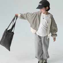 Load image into Gallery viewer, <Taiwan Pavilion> BB2444PCW-Autumn and Winter Japanese Style Boys and Girls Hooded Zipper Unisex Striped Parent-child Jacket