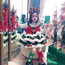 Load image into Gallery viewer, 11602DS-Winter Christmas Lolita Cake Dress + Deer Antler Headband + Socks & Inner Top