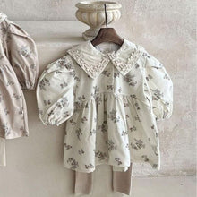 Load image into Gallery viewer, Y6309DS-Autumn style corduroy floral three-dimensional flower collar dress