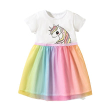 Load image into Gallery viewer, S1541DS-Little maven summer European and American mesh unicorn girl dress